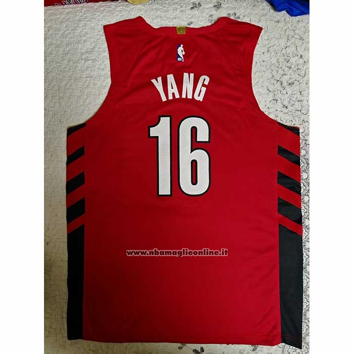 Maglia Portland Trail Blazers Hansen Yang No 16 Statement 2024-25 Rosso